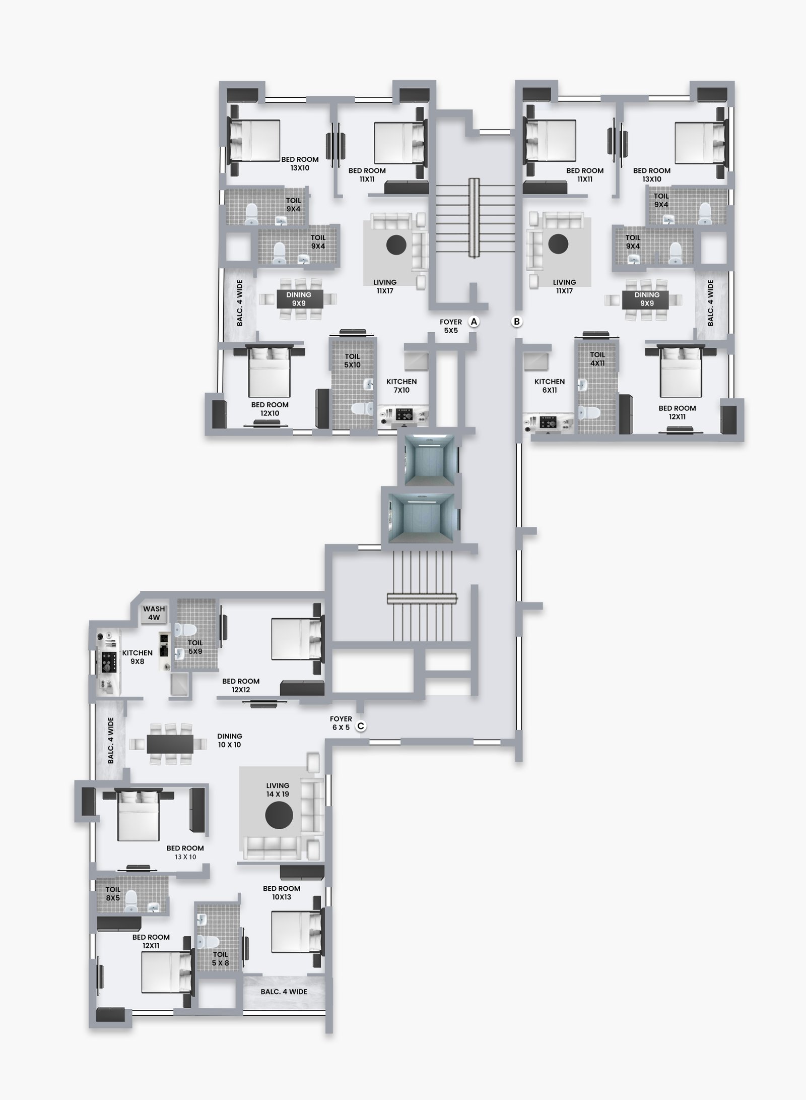 Tower 2 2nd and 3rd Typical Floor Plan