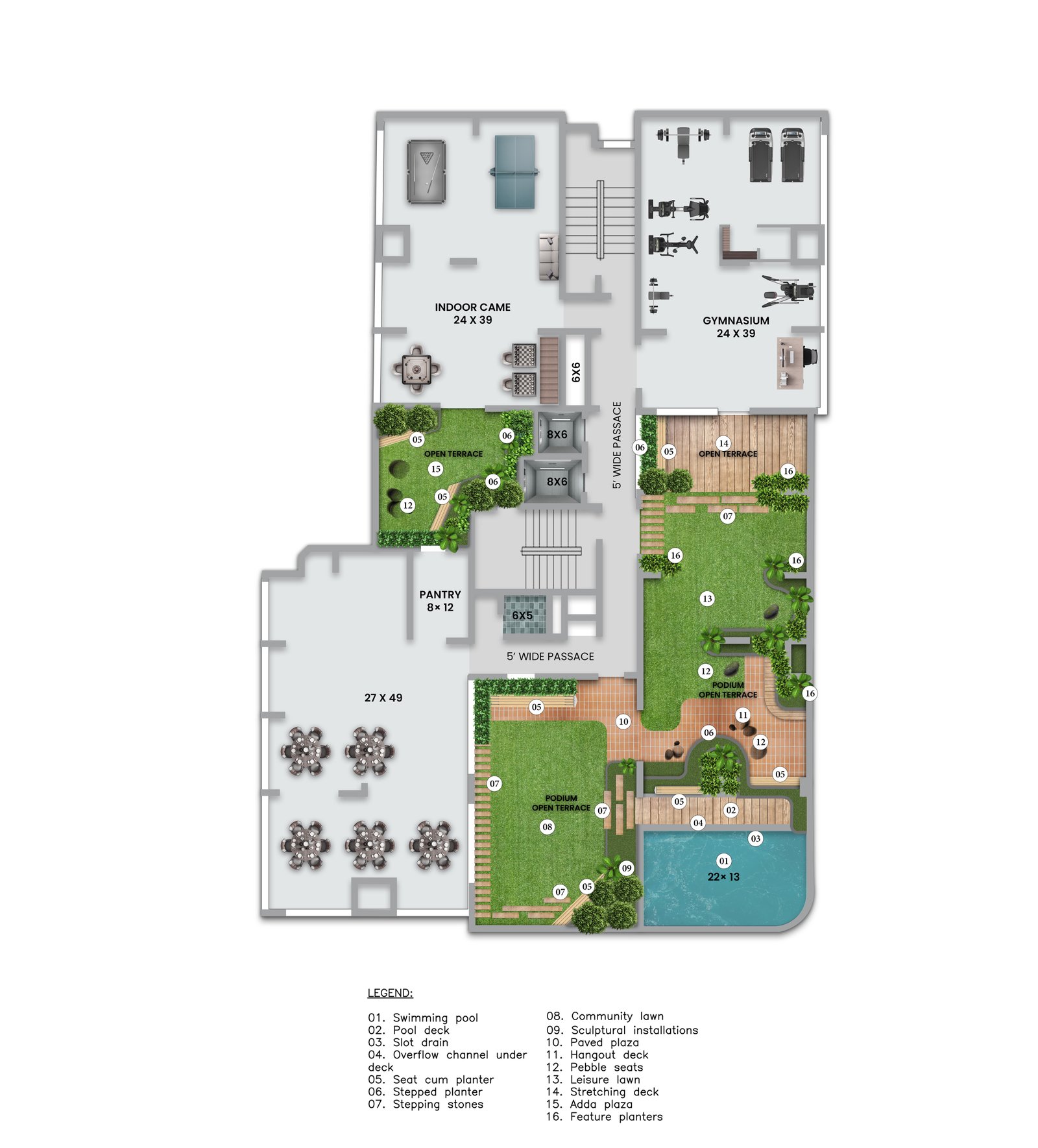 Tower 2 Podium Amenity Layout
